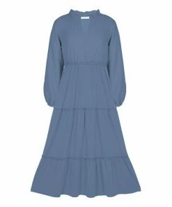 Coupon 🛒 Trend Blossoms Blue Ruffle-Trim A-Line 👗 Dress - 👧 Girls 🌟