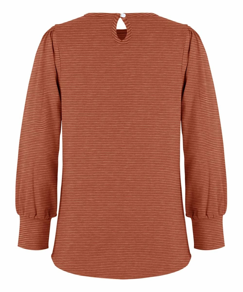 Best deal โจ Trend Blossoms Burnt Orange Stripe Puff-Sleeve Top - ๐ง Girls ๐ 4 Best deal โจ Trend Blossoms Burnt Orange Stripe Puff-Sleeve Top - ๐ง Girls ๐ - Image 2