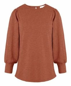 Best deal ✨ Trend Blossoms Burnt Orange Stripe Puff-Sleeve Top - 👧 Girls 😀