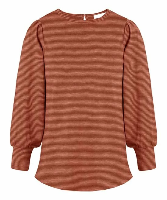 Best deal โจ Trend Blossoms Burnt Orange Stripe Puff-Sleeve Top - ๐ง Girls ๐ 3 Best deal โจ Trend Blossoms Burnt Orange Stripe Puff-Sleeve Top - ๐ง Girls ๐