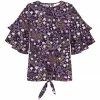 Cheapest 🥰 Trend Blossoms Dark Purple & Pink Floral Ruffle-Sleeve Tie-Front Crewneck Top - 👧 Girls 😍 2 Cheapest 🥰 Trend Blossoms Dark Purple & Pink Floral Ruffle-Sleeve Tie-Front Crewneck Top - 👧 Girls 😍 -Trend Blossoms-shop zu100677436 main tm1634757816