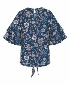 Budget 🥰 Trend Blossoms Navy & Lavender Floral Ruffle-Sleeve Knot-Front Crewneck Top - 👧 Girls ⌛ 6 Budget 🥰 Trend Blossoms Navy & Lavender Floral Ruffle-Sleeve Knot-Front Crewneck Top - 👧 Girls ⌛ -Trend Blossoms-shop zu100709059 alt 1 tm1634926916