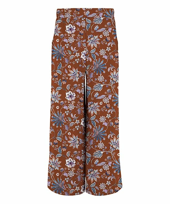 Cheapest ๐ Trend Blossoms Saddle Brown & Lavender Floral Palazzo Pants - ๐ง Girls ๐ 5 Cheapest ๐ Trend Blossoms Saddle Brown & Lavender Floral Palazzo Pants - ๐ง Girls ๐ - Image 3