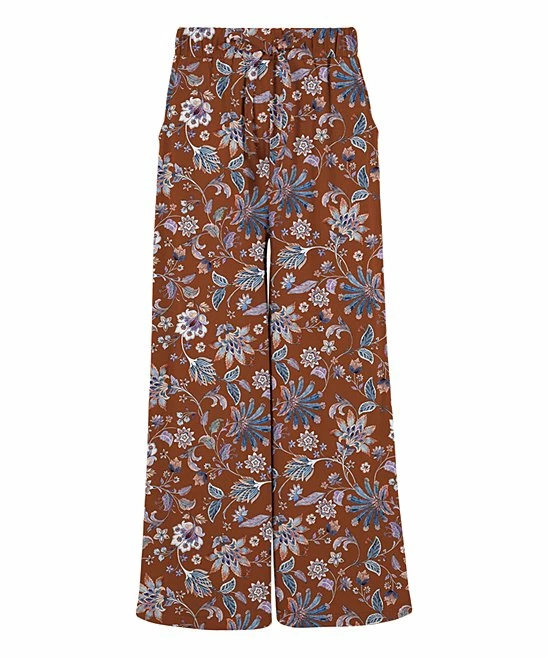 Cheapest ๐ Trend Blossoms Saddle Brown & Lavender Floral Palazzo Pants - ๐ง Girls ๐ 3 Cheapest ๐ Trend Blossoms Saddle Brown & Lavender Floral Palazzo Pants - ๐ง Girls ๐