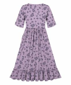 Discount 🎁 Trend Blossoms Lavender Floral Ruffle-Accent A-Line 👗 Dress - 👧 Girls 🌟 -Trend Blossoms-shop zu100945503 alt 2 tm1635874540