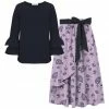 Best Pirce 😉 Trend Blossoms Dark Navy Ruffle-Sleeve Crewneck Top & Lavender Floral Bow-Belt 👗 Skirt - 👧 Girls 🎁 1 Best Pirce 😉 Trend Blossoms Dark Navy Ruffle-Sleeve Crewneck Top & Lavender Floral Bow-Belt 👗 Skirt - 👧 Girls 🎁 -Trend Blossoms-shop zu100945508 main tm1635874540