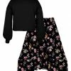 Best reviews of ⌛ Trend Blossoms Black Bishop-Sleeve Crewneck Top & Pink Floral Hi-Low 👗 Skirt - 👧 Girls 👏 -Trend Blossoms-shop zu101028374 main tm1635874540
