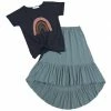 Brand new 😀 Trend Blossoms Navy & Blush Rainbow Knot-Hem Top & Dusty Blue Hi-Low 👗 Skirt - 👧 Girls 🥰 -Trend Blossoms-shop zu101590037 main tm1638029118