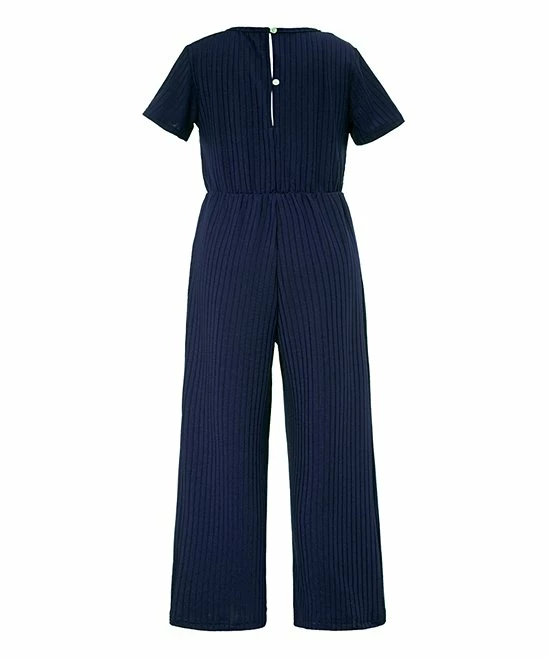Cheapest ๐คฉ Trend Blossoms Navy Ribbed Knot-Front Jumpsuit - ๐ง Girls ๐งจ 4 Cheapest ๐คฉ Trend Blossoms Navy Ribbed Knot-Front Jumpsuit - ๐ง Girls ๐งจ - Image 2