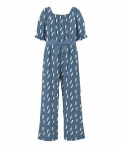 Best reviews of 🔔 Trend Blossoms Dusty Blue Geometric Bow-Belt Jumpsuit - 👧 Girls 😍