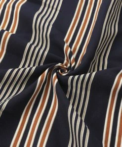 Best Pirce 🔔 Trend Blossoms Navy & Orange Stripe Ruffle Bow-Belt Romper - 👧 Girls ❤️ -Trend Blossoms-shop zu102030574 alt 2 tm1639244380