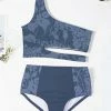 Budget ✔️ Trend Blossoms Dusty Blue Floral One-Shoulder Cutout 👙 Bikini - 👧 Girls 🔥 -Trend Blossoms-shop zu102034723 main tm1639597722