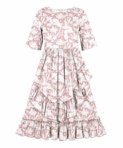 Hot Sale ⌛ Trend Blossoms Pink & White Floral Ruffle-Accent A-Line 👗 Dress - 👧 Girls 🛒