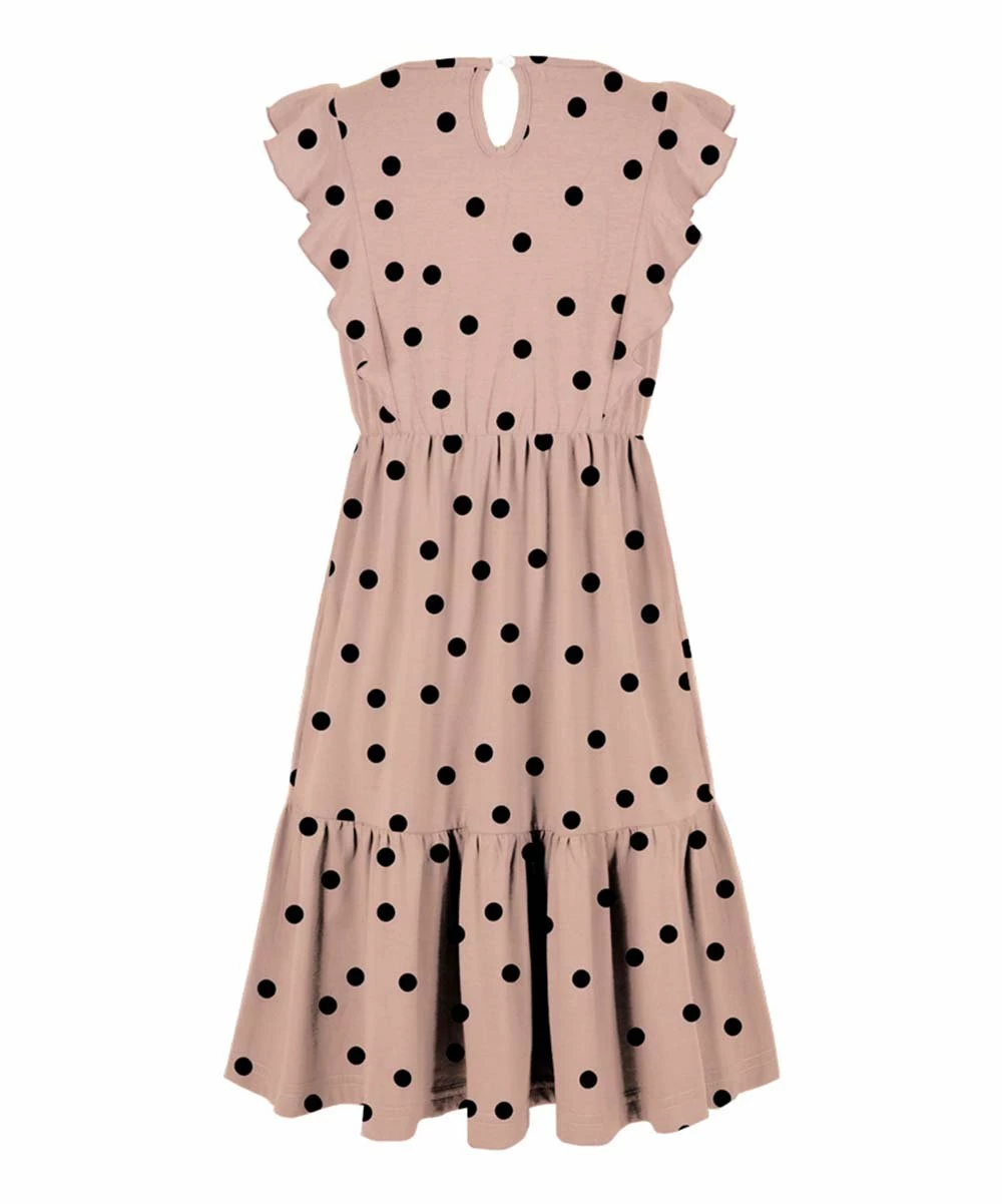 Brand new ๐ Trend Blossoms Pink & Black Polka Dot Angel-Sleeve ๐ Dress - ๐ง Girls ๐ 4 Brand new ๐ Trend Blossoms Pink & Black Polka Dot Angel-Sleeve ๐ Dress - ๐ง Girls ๐ - Image 2
