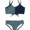 New 👍 Trend Blossoms Dusty Blue & Navy Color Block Drawstring Bow-Accent 👙 Bikini - 👧 Girls 👏 -Trend Blossoms-shop zu102185958 main tm1640027187