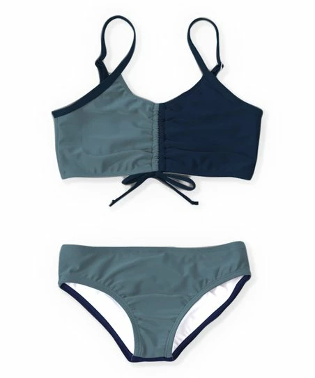 New ๐ Trend Blossoms Dusty Blue & Navy Color Block Drawstring Bow-Accent ๐ Bikini - ๐ง Girls ๐ 3 New ๐ Trend Blossoms Dusty Blue & Navy Color Block Drawstring Bow-Accent ๐ Bikini - ๐ง Girls ๐