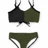 Cheap 😀 Trend Blossoms Black & Army Green Color Block Drawstring Bow-Accent 👙 Bikini - 👧 Girls 👏 -Trend Blossoms-shop zu102186019 main tm1640027187