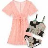 New 🔥 Trend Blossoms Light Pink Cover-Up 👗 Dress & Black & Light Pink Floral Bow-Accent Ruffle 👙 Bikini - 👧 Girls 👏 -Trend Blossoms-shop zu102186024 main tm1640027187