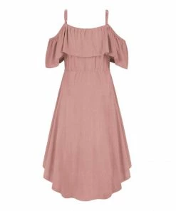 Buy 😍 Trend Blossoms Pink Cold-Shoulder Hi-Low 👗 Dress - 👧 Girls 🌟 -Trend Blossoms-shop zu102380201 alt 1 tm1640645483
