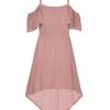 Buy 😍 Trend Blossoms Pink Cold-Shoulder Hi-Low 👗 Dress - 👧 Girls 🌟 -Trend Blossoms-shop zu102380201 main tm1640645483