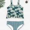 Wholesale 🔔 Trend Blossoms Teal Floral Bow-Accent Ruffle 👙 Bikini Top & White Stripe Bottoms - 👧 Girls 😉 -Trend Blossoms-shop zu102436078 main tm1640787946