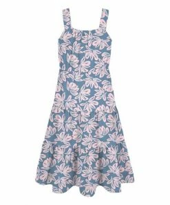 Best Sale 👍 Trend Blossoms Dusty Blue & Pink Floral Bow-Accent Tiered Sleeveless A-Line 👗 Dress - 👧 Girls 👍 -Trend Blossoms-shop zu102460708 alt 2 tm1640885960