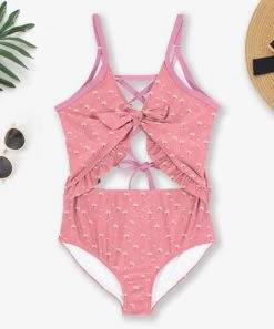 Wholesale 🎉 Trend Blossoms Pink Floral Tie-Bow One-Piece - 👧 Girls 🔔