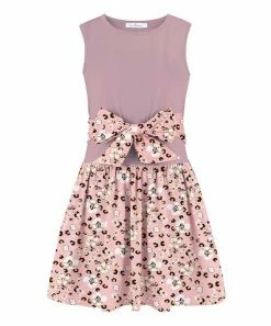 Best Pirce 💯 Trend Blossoms Pink & Orange Floral Bow-Accent Sleeveless 👗 Dress - 👧 Girls 💯