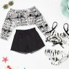 Outlet 👍 Trend Blossoms White & Black Tie-Dye Bow-Accent 👙 Bikini & Rashguard Set - 👧 Girls 👍 -Trend Blossoms-shop zu102861276 main tm1643913278