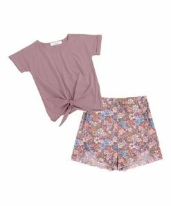 Outlet 🎁 Trend Blossoms Pink Knot-Front Top & Floral Ruffle-Accent Shorts - 👧 Girls 🤩