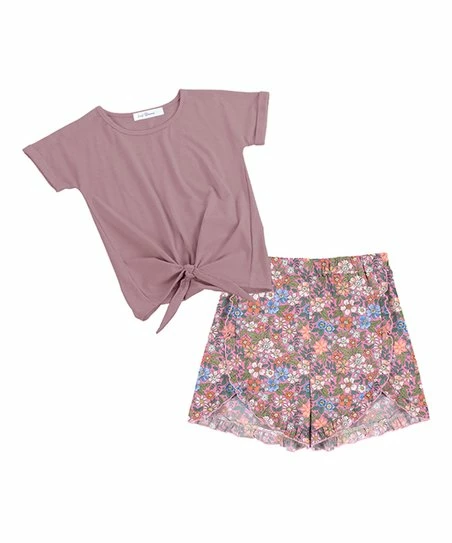 Outlet ๐ Trend Blossoms Pink Knot-Front Top & Floral Ruffle-Accent Shorts - ๐ง Girls ๐คฉ 3 Outlet ๐ Trend Blossoms Pink Knot-Front Top & Floral Ruffle-Accent Shorts - ๐ง Girls ๐คฉ
