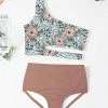 Cheap 🥰 Trend Blossoms Dusty Coral & Light Blue Floral One-Shoulder Cutout 👙 Bikini - 👧 Girls 😉 -Trend Blossoms-shop zu103730817 main tm1646160887