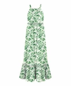 Best reviews of 🌟 Trend Blossoms White & Light Green Tropical Leaf Tiered Maxi 👗 Dress - 👧 Girls ⭐