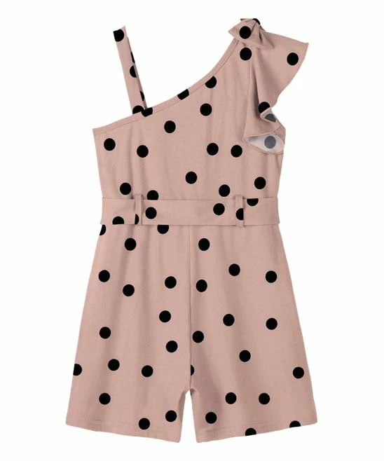 Best deal ๐ฅ Trend Blossoms Pink & Black Polka Dot Belted Asymmetrical Romper - ๐ง Girls ๐ 4 Best deal ๐ฅ Trend Blossoms Pink & Black Polka Dot Belted Asymmetrical Romper - ๐ง Girls ๐ - Image 2