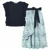 Best Pirce 🌟 Trend Blossoms Navy Ruffle-Trim Sleeveless Top & Turquoise Abstract Maxi 👗 Skirt - 👧 Girls 🌟 1 Best Pirce 🌟 Trend Blossoms Navy Ruffle-Trim Sleeveless Top & Turquoise Abstract Maxi 👗 Skirt - 👧 Girls 🌟 -Trend Blossoms-shop zu104256673 main tm1647621739
