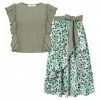 New 🎁 Trend Blossoms Sage Stripe Ruffle-Trim Sleeveless Top & Leopard Maxi 👗 Skirt - 👧 Girls 🧨 -Trend Blossoms-shop zu104256727 main tm1647621739
