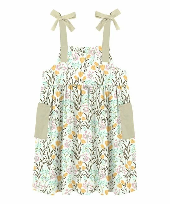 Promo 🔔 Trend Blossoms Light Pink & Turquoise Floral Pocket Bow-Strap Babydoll 👗 Dress - 👧 Girls 🎉 4 Promo 🔔 Trend Blossoms Light Pink & Turquoise Floral Pocket Bow-Strap Babydoll 👗 Dress - 👧 Girls 🎉 - Image 2