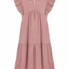 Promo 🎉 Trend Blossoms Dusty Pink Ruffle-Sleeve Tiered A-Line 👗 Dress - 👧 Girls 👍 -Trend Blossoms-shop zu104367519 main tm1649863591