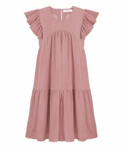Promo 🎉 Trend Blossoms Dusty Pink Ruffle-Sleeve Tiered A-Line 👗 Dress - 👧 Girls 👍