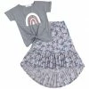 Best Sale 🌟 Trend Blossoms Gray Rainbow Knot-Front Top & Dusty Blue Floral Hi-Low 👗 Skirt - 👧 Girls ⌛ 1 Best Sale 🌟 Trend Blossoms Gray Rainbow Knot-Front Top & Dusty Blue Floral Hi-Low 👗 Skirt - 👧 Girls ⌛ -Trend Blossoms-shop zu104378062 main tm1648311531