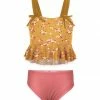 Discount 👍 Trend Blossoms Mustard & Pink Floral Bow Ruffle-Hem 👙 Bikini - 👧 Girls 😀 -Trend Blossoms-shop zu104383311 main tm1648236934