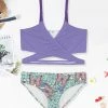 Brand new 👍 Trend Blossoms Lavender & Dusty Pink Floral Butterfly Surplice Cutout 👙 Bikini - 👧 Girls 👏 -Trend Blossoms-shop zu104383316 main tm1648236934