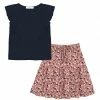 Promo 🔔 Trend Blossoms Dark Navy Angel-Sleeve Top & Pink Floral Bow-Accent 👗 Skirt - 👧 Girls 🔥