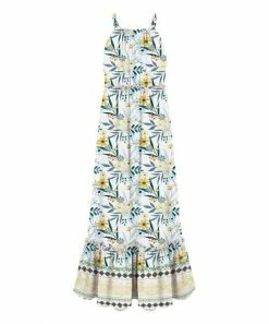 Top 10 😉 Trend Blossoms Teal & Mustard Floral Ruffle-Hem Sleeveless Maxi 👗 Dress - 👧 Girls ⭐