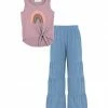 Cheap 🎁 Trend Blossoms Pink & Teal Rainbow Tie-Front Tank & Blue Tiered Pants - 👧 Girls 🔔 1 Cheap 🎁 Trend Blossoms Pink & Teal Rainbow Tie-Front Tank & Blue Tiered Pants - 👧 Girls 🔔 -Trend Blossoms-shop zu105091942 main tm1650368004