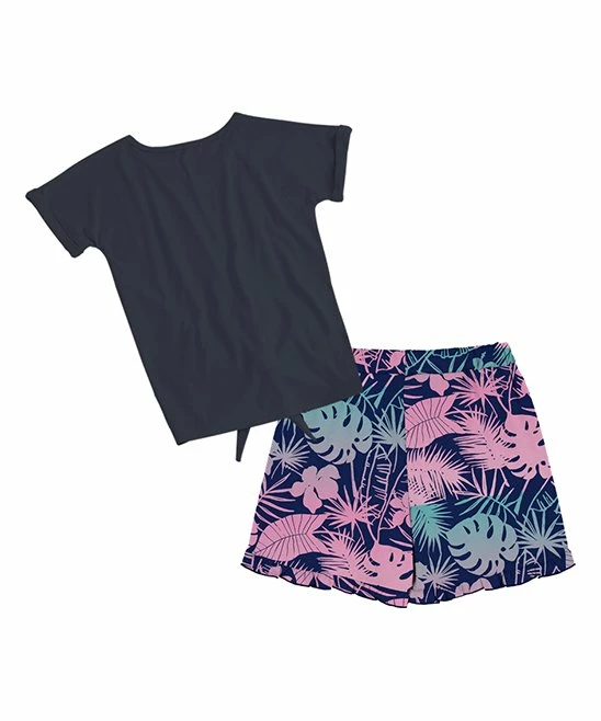 Discount ๐งจ Trend Blossoms Navy Knot-Front Tee & Pink Floral Ruffle Shorts - ๐ง Girls ๐ 5 Discount ๐งจ Trend Blossoms Navy Knot-Front Tee & Pink Floral Ruffle Shorts - ๐ง Girls ๐ - Image 3