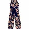 Wholesale 🧨 Trend Blossoms Navy & Light Pink Floral Belted Sleeveless Jumpsuit - 👧 Girls ✔️ -Trend Blossoms-shop zu105100941 main tm1650368004