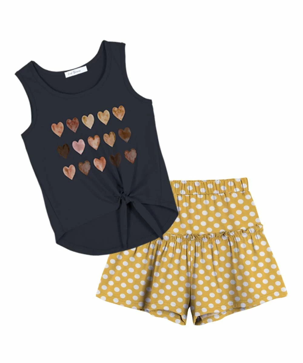 Cheapest โ Trend Blossoms Navy Hearts Front-Knot Tank & Polka Dot High-Waist Shorts - ๐ง Girls โ 3 Cheapest โ Trend Blossoms Navy Hearts Front-Knot Tank & Polka Dot High-Waist Shorts - ๐ง Girls โ