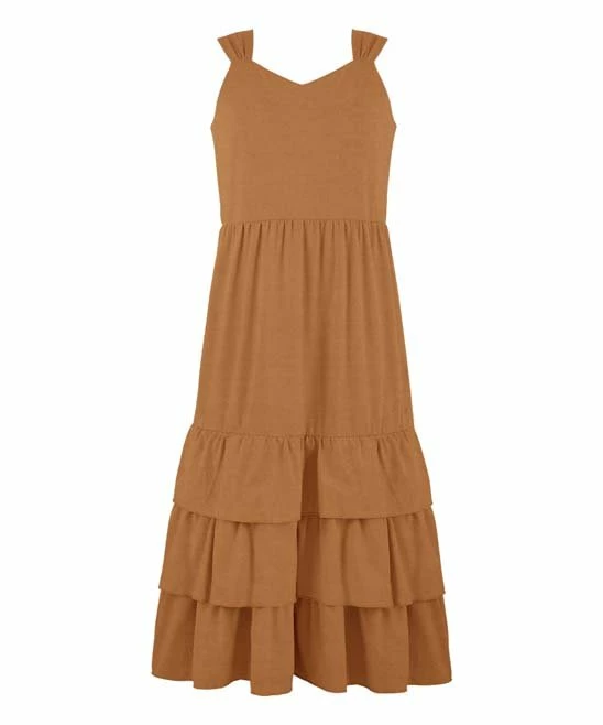 Hot Sale ๐งจ Trend Blossoms Camel Tiered Sleeveless Maxi ๐ Dress - ๐ง Girls ๐ 3 Hot Sale ๐งจ Trend Blossoms Camel Tiered Sleeveless Maxi ๐ Dress - ๐ง Girls ๐