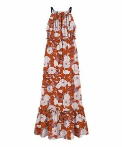 Coupon 🤩 Trend Blossoms Burnt Orange Floral Ruffle-Hem Blouson Maxi 👗 Dress - 👧 Girls ⌛ -Trend Blossoms-shop zu105374438 alt 2 tm1651756968
